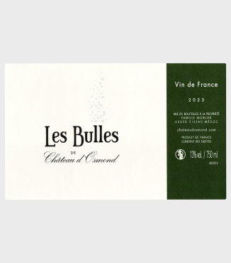 Étiquette aplat Les Bulles Blanc de Château d'Osmond 2023 - 750ml