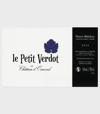 Étiquette aplat du Petit Verdot de Château d'Osmond 2023 - 750ml